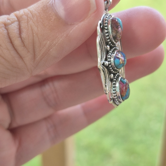 925 Composed Turquoise Pendant - Picture 2 of 5